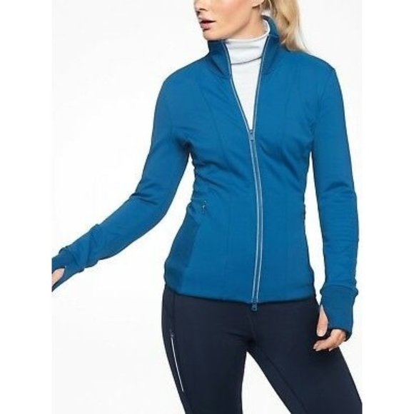 Athleta Jackets & Blazers - EUC Athleta SIZE XL Ridge Zenith Knit Workout Running Jacket Peacock Blue